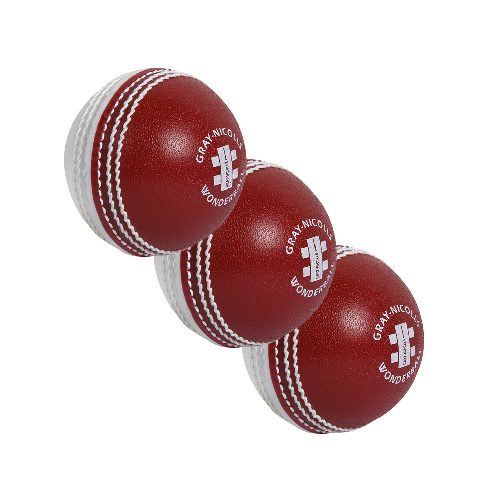 Lot de 3 balles de Cricket rouges et blanches Grays-Nicolls Wonderball